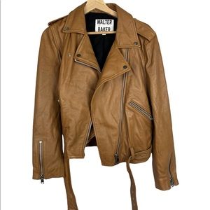 Walter Baker Camel Brown Allison Leather Moto Jacket XL